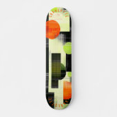 Levendig geometrisch skateboard met Sinaasappel en (Voorkant)