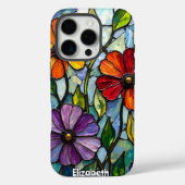 Levendig Glas in lood Bloemenmozaïek Case-Mate iPhone Case (Achterkant)