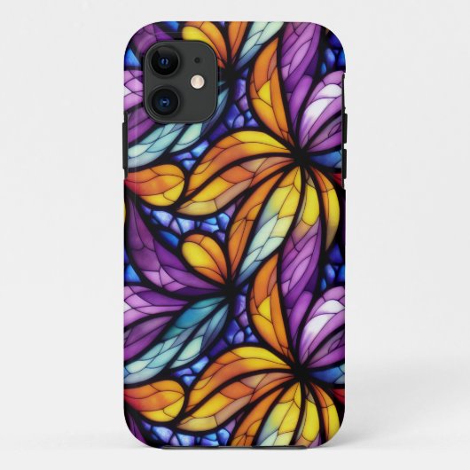 Levendig Glas in lood Floral: kleurrijk design Case-Mate iPhone Case (Achterkant)