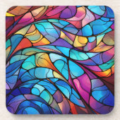 Levendig Glas in lood Flow Abstract Hard Plastic Bier Onderzetter (Voorkant)