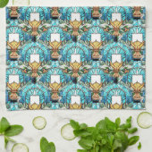 Levendig Glas in lood Holly en Kaarspatroon Theedoek (Gevouwen)