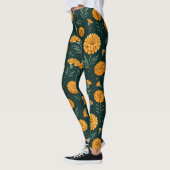 levendig goudsbloem patroon leggings (Links)