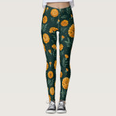 levendig goudsbloem patroon leggings (Voorkant)