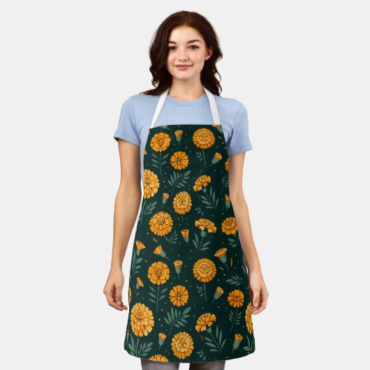 levendig goudsbloem patroon schort (Gedragen)
