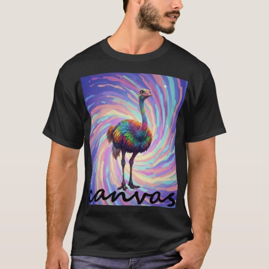 Levendig grafisch T-shirt, Kleurrijk Struisvogelde T-shirt (Voorkant)