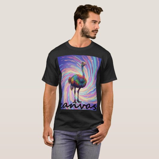 Levendig grafisch T-shirt, Kleurrijk Struisvogelde T-shirt (Voorkant volledig)