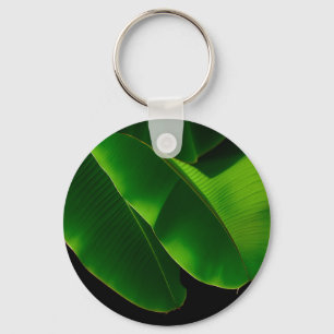 Levendig groen banaanblad tropisch close-up sleutelhanger