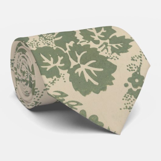 levendig groen bloemmotief stropdas (Opgerold)