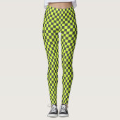 Levendig groen en grijs geruit patroon leggings (Voorkant)