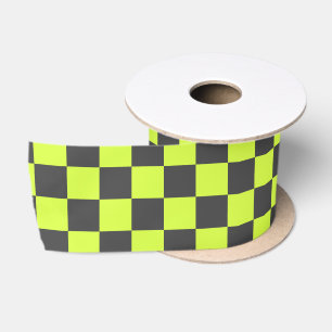 Levendig groen en grijs geruit patroon lint