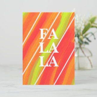 Levendig Groen en Oranje Festive Fa La La Feestdagenkaart
