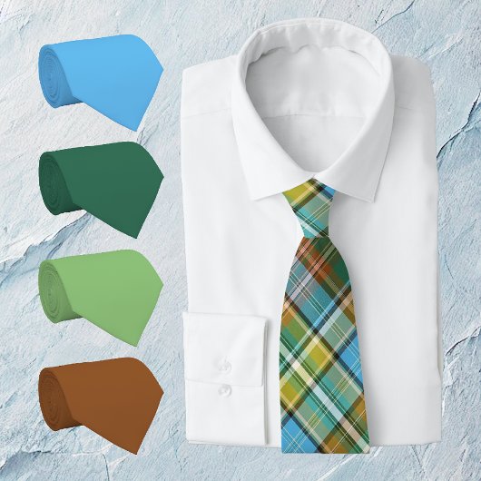 Levendig Groen, Geel, Verbrand Sinaasappel & Blauw Stropdas