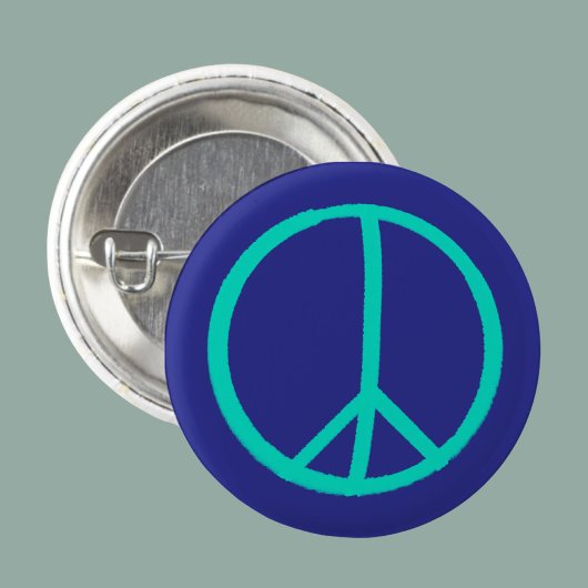 Levendig Handgeschilderd blauw Peace Sign Button