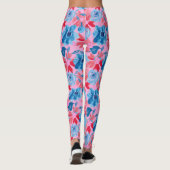 Levendig handgeschilderd bloemontwerp rood blauw leggings (Achterkant)