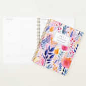 Levendig handgeschilderd botanisch blauw monogram planner (Display)