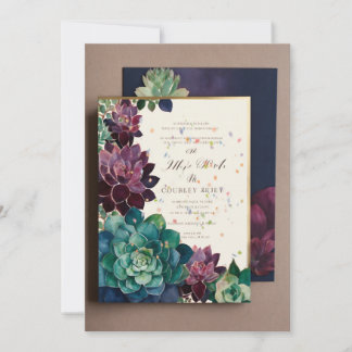 Levendig handgeschilderde bruiloft uitnodiging