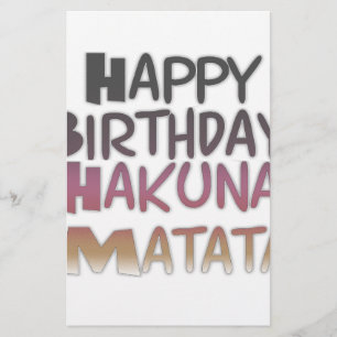 Levendig Happy Birthday Hakuna Matata Design Briefpapier
