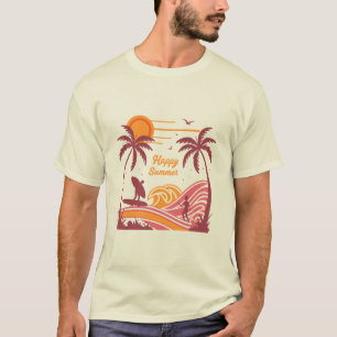 Levendig "Happy Summer" Uniek T-shirt ontwerp