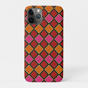 Levendig Harlekijn-diamantpatroon in rood, oranje, iPhone 11 Pro Hoesje