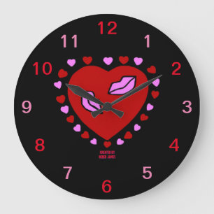 Levendig hart Kisses Acrylwandklok Grote Klok