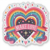 Levendig hartontwerp met een Motivatie boodschap Sticker (Voorkant)