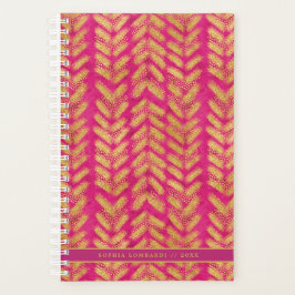 Levendig Heet Roze en Goud Patroon Planner