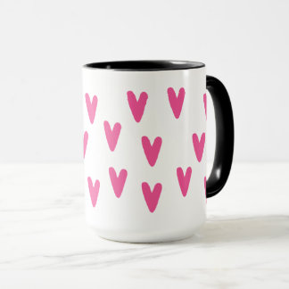 Levendig heet roze hartpatroon trendy meisjesachti mok