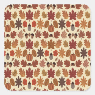 Levendig Herfst Bladeren Patroon met Herfst Kleure Vierkante Sticker