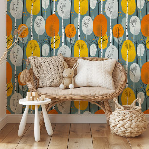 Levendig herfst bos modern boompatroon behang
