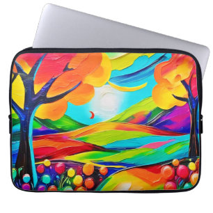 Levendig Hillside Harmony schilderij Laptop Sleeve