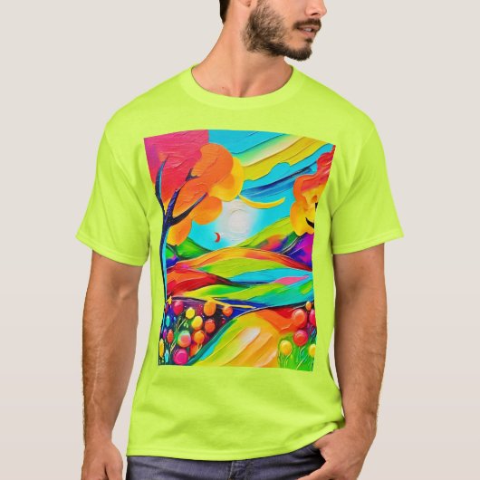 Levendig Hillside Harmony schilderij T-shirt (Voorkant)