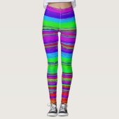 Levendig horizontaal glitchpatroon leggings (Voorkant)