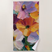 Levendig Impasto Bloemenschilderij Strandhanddoek Strandlaken (Voorkant)