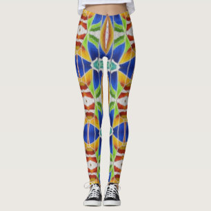 Levendig Kaleidoscopisch Geometrisch Patroon Kleur Leggings