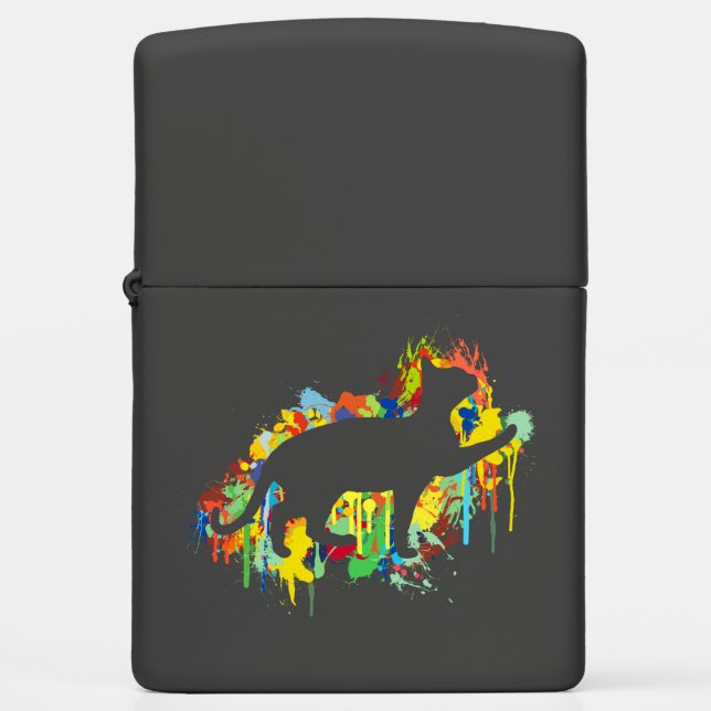 Levendig kat kleurrijke verfsplaat (Voorkant)