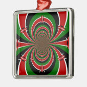 Levendig Kenia Visie: Gespiegelde Keniaanse Vlag K Metalen Ornament (Links)