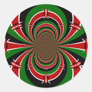 Levendig Kenia Visie: Gespiegelde Keniaanse Vlag K Ronde Sticker