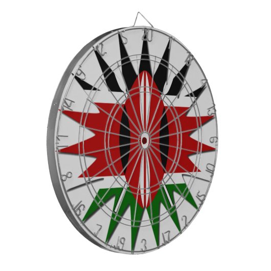 Levendig Keniaans vlagpatroon: een 18-sterren kuns Dartbord (Voorkant Links)