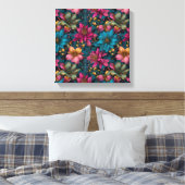 Levendig Kerst Botanic Fantasiepatroon Canvas Afdruk (Insitu (Slaapkamer))