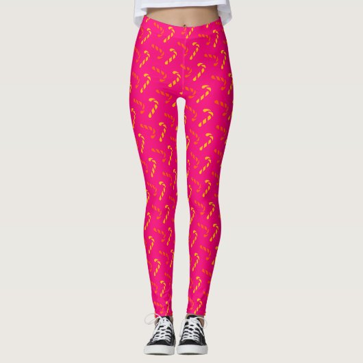 Levendig kerst snoep rieten patroon leggings (Voorkant)