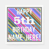 Levendig, kleurrijk 5e verjaardag + aangepaste naa servetten (Voorkant)