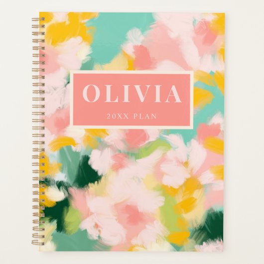 Levendig kleurrijk abstract schilderachtig ontwerp planner (Voorkant)