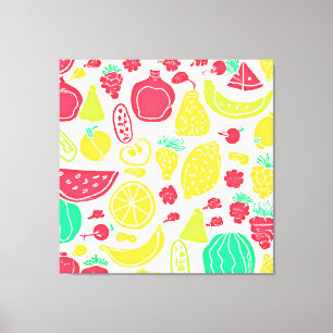 Levendig kleurrijk fruitpatroon canvas afdruk