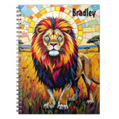 Levendig kleurrijk leeuwenmozaïek gepersonaliseerd notitieboek (Voorkant)
