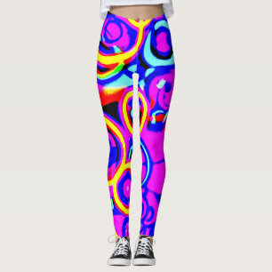 Levendig kleurrijk neonpatroon leggings