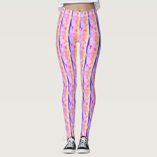 Levendig kleurrijk zomers Abstract warmroze patroo Leggings (Voorkant)