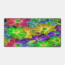 Levendig Kleurrijke Abstracte Bloemen - Desk Mat