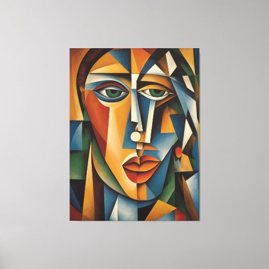 Levendig kubisme Vrouw Portret Picasso Braque Canvas Afdruk (Voorkant)