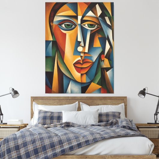 Levendig kubisme Vrouw Portret Picasso Braque Canvas Afdruk (Insitu (Slaapkamer))