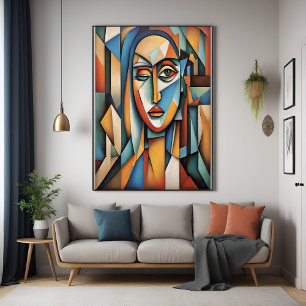 Levendig kubistisch portret Abstracte geometrische Perfect Poster